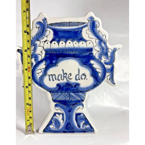 Molly Hatch Anthropologie Make Do Blue White Ceramic Vase Urn - Picture 11 of 11